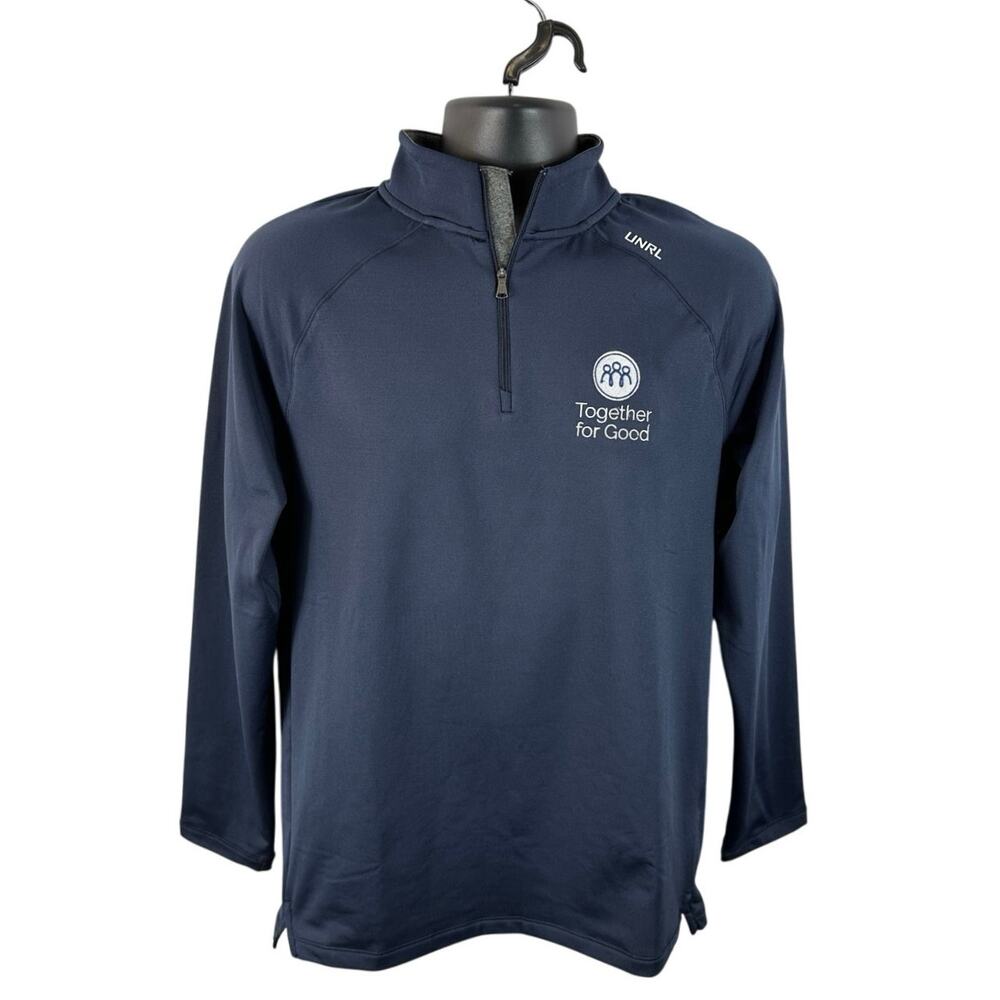 UNRL Interlock 1/4 Zip Performance Pullover Navy Blue Mens Small Chest Logo NEW
